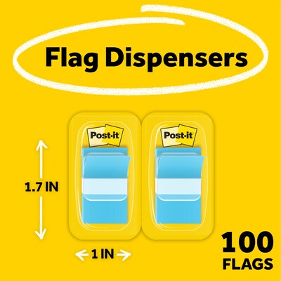Post-it Flags, 1" x 1.7", Blue, 100 Flags (680-BE2)