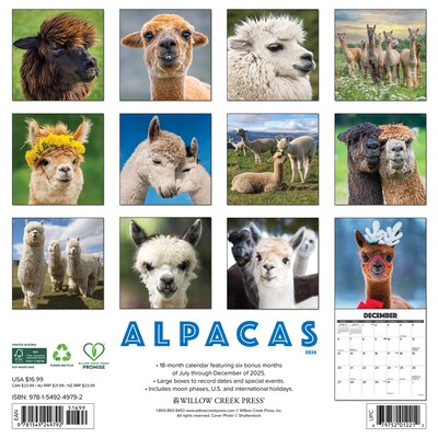 2026 Willow Creek Alpacas 12 x 12 Monthly Wall Calendar (49792)