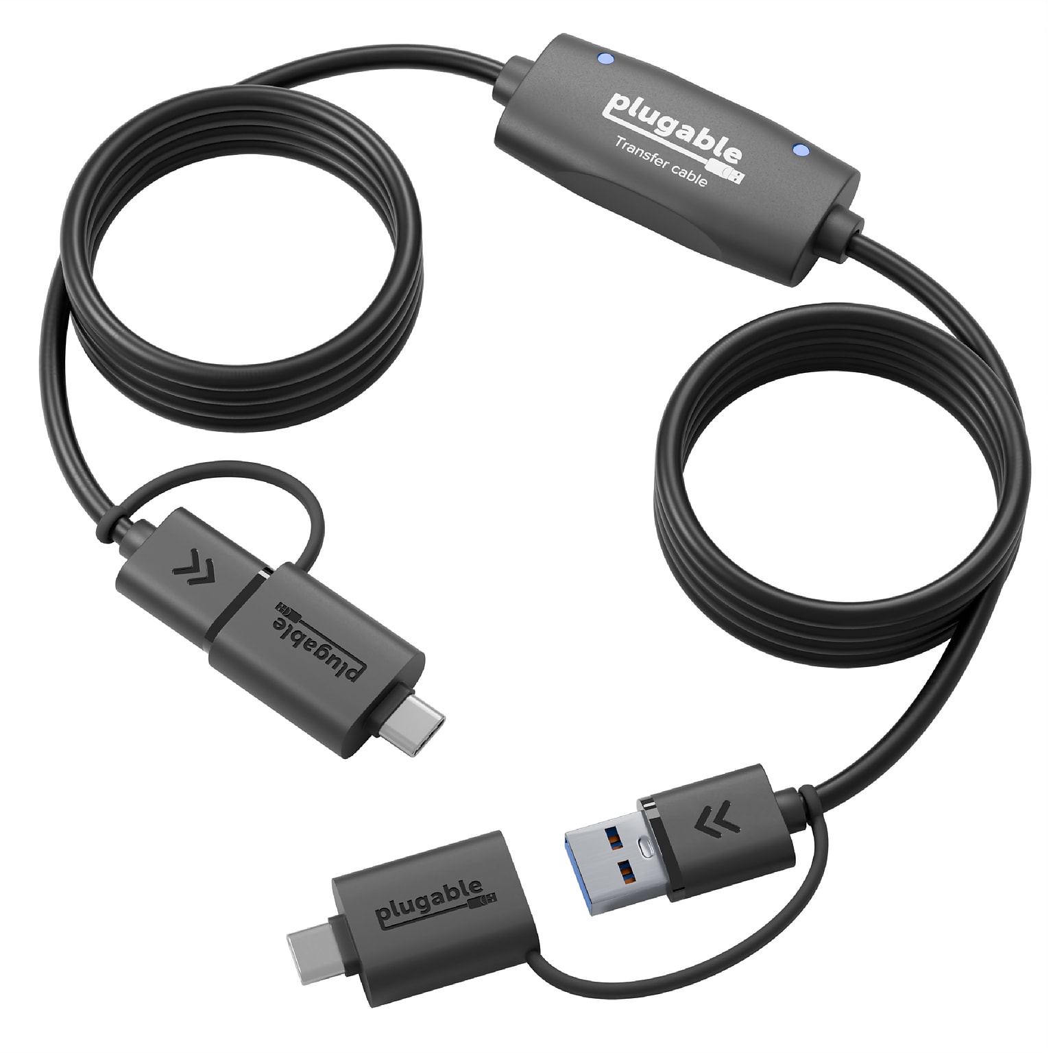 Plugable 6.6 USB Data Transfer Cable with USB-C Adapters (USBC-TRAN)