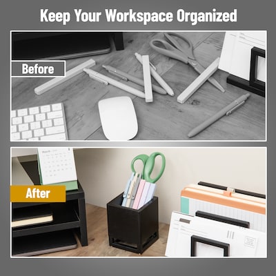 Mind Reader Pen Holder, Black (PENWD-BLK)