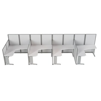 Regency Instant Office 63"H x 258"W 4 Person L-Shaped Cubicle Panel Workstation, Pure White (IO36194-03K-4P)