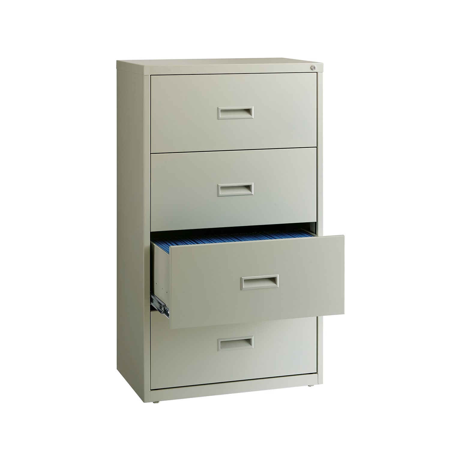 Hirsh HL1000 Series 4-Drawer Lateral File Cabinet, Letter/Legal Size, Lockable, 52.5H x 30W x 18.63D, Light Gray (19440)