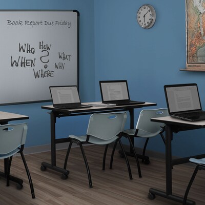Regency Kobe 48 Flip Top Mobile Training Table- Maple & 2 M Stack Chairs- Grey