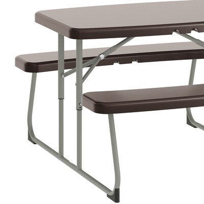 Flash Furniture Paige 37.5" x 32.625" Picnic Folding Table, Brown (RBEBB2432FD2BR)