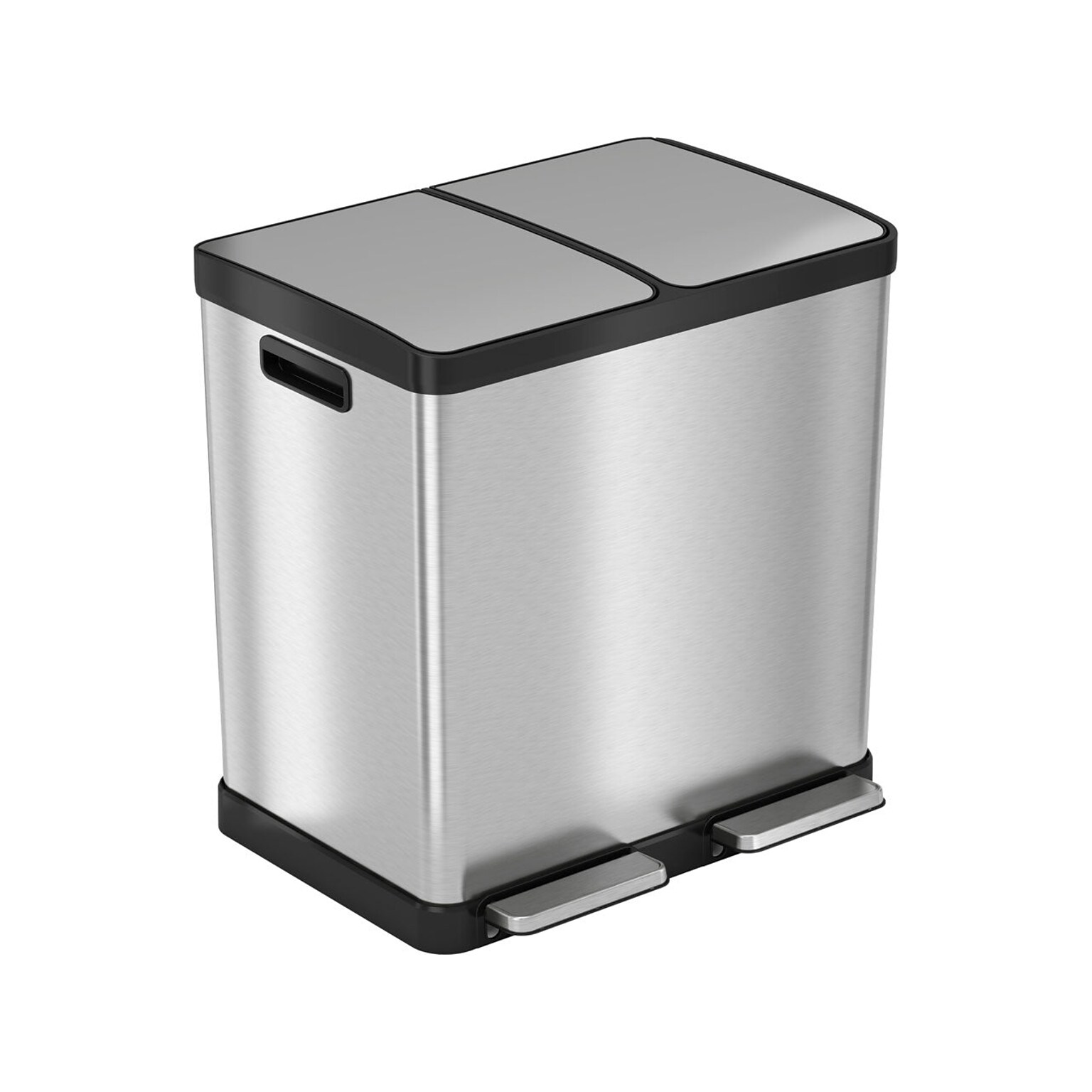HLS Commercial Stainless Steel Trash Can & Recycling Bin Combo, 16-Gallon, Silver (HLSS16R)