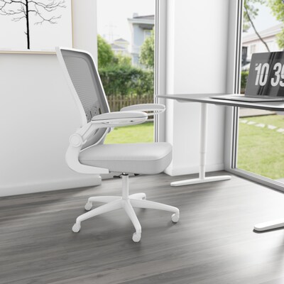 Boss Flip Arm Ergonomic Mesh/Fabric Swivel Task Chair, Gray/White (B6366WT-GY)