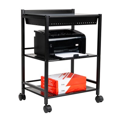 Mind Reader 3-Tier Metal Cart with Covered Compartment, Black (LGCART3T-BLK)