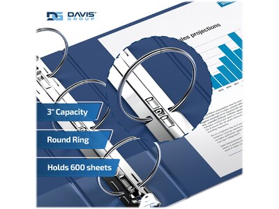 Davis Group Premium Economy 3" 3-Ring Non-View Binders, Royal Blue, 6/Pack (2314-92-06)