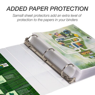 Samsill Earth's Choice Plant-Based Durable 3" View Binder, 3-Ring , Made in USA, White (18987)