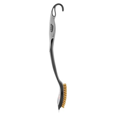 Libman Long Handle Grill Brush with Scraper, Brass Fibers, 18" Black & Gray (0529)