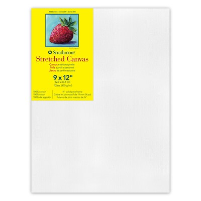Strathmore 300 Series Primed White Stretched Canvas, 9 x 12 , 3/Pack (STT31309-3)