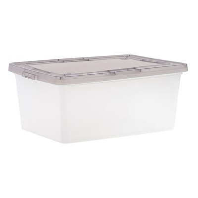 Iris 17 Quart Snap Top Plastic Snap Closure Storage Bin, Clear, 8/Pack (585103)