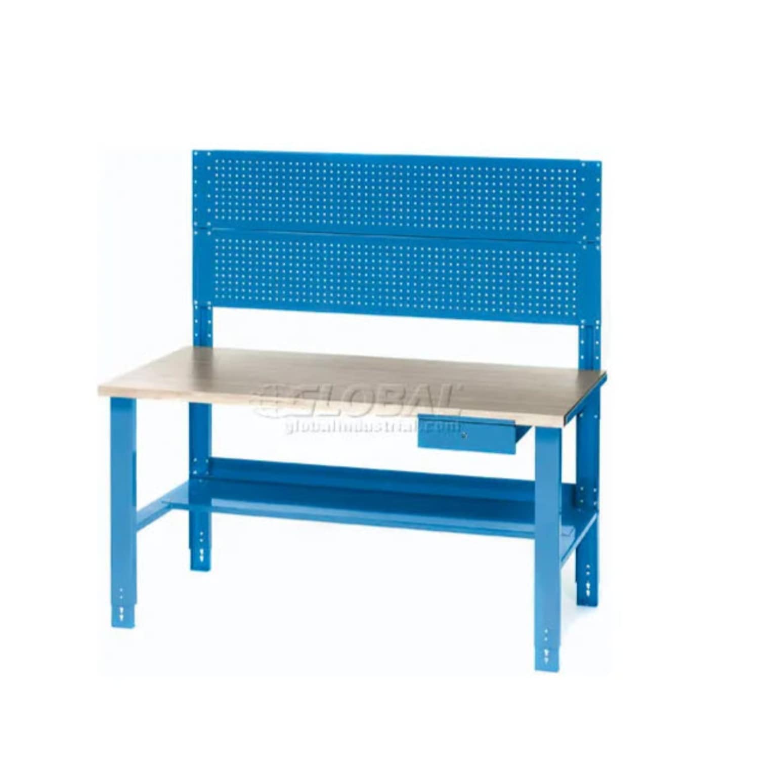 Global Industrial Complete Industrial Workbench, 60W x 30D, Plastic Laminate Square Edge, Blue (606929)