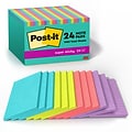 Post-it Super Sticky Notes, 4 x 6, Supernova Neons Collection, Lined, 45 Sheet/Pad, 24 Pads/Pack (