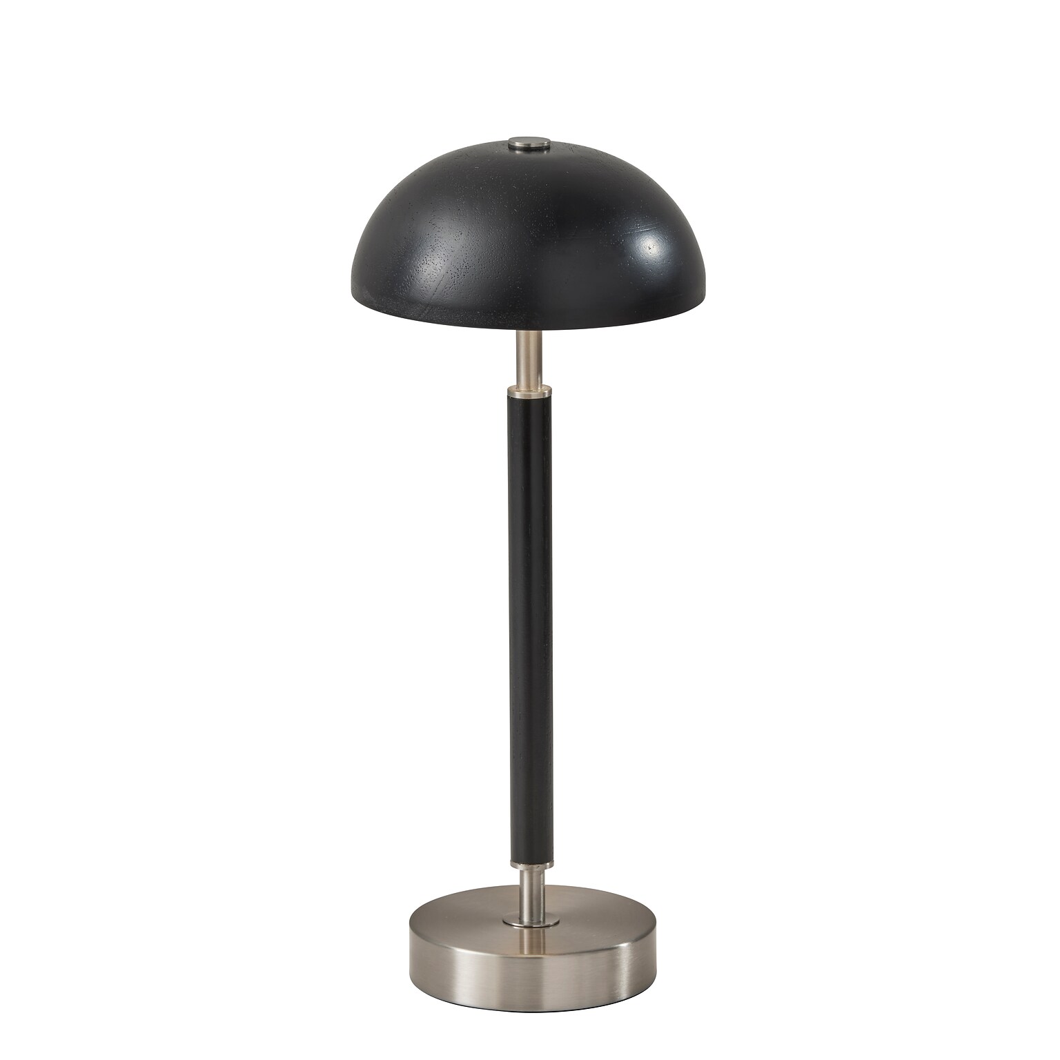 Adesso Ronny LED Cordless Table Lamp, 14.6H, Brushed Steel/Black Wood (3064-01)