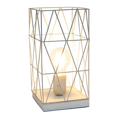 Creekwood Home Geometric Metal Cage 10 LED Table Lamp, White (CWT-1003-WH)