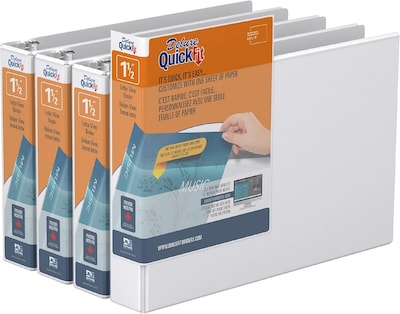 Davis Group QuickFit Heavy Duty 1 1/2 3-Ring Standard Binders, White, 4/Pack (97120-04)
