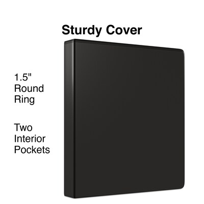 1-1/2"  Simply™ View Binders with Round Rings, Black, 12/Pack