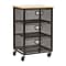 Mind Reader 3-Shelf Drawer Mobile Organizer Cart with Wheels, Black (3TMESHC-BLK)