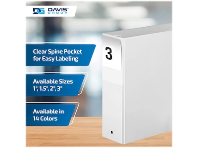 Davis Group Premium Economy 3" 3-Ring Non-View Binders, White, 6/Pack (2314-00-06)
