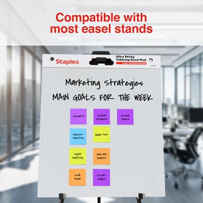 Staples Ultra Sticky Tabletop Easel Pad, 20" x 23", 20 Sheets/Pad (ST62836)