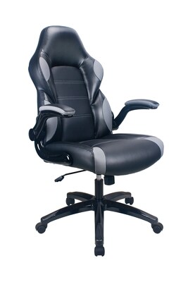 Raynor Group Playr Polyurethane Gaming Chair, Black/Grey (G-GAMEBSC-GRY)