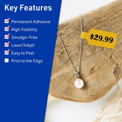 Avery Laser/Inkjet Barbell Multipurpose Labels, 0.5" x 2.5", Bright Yellow, 450/Pack (94749)