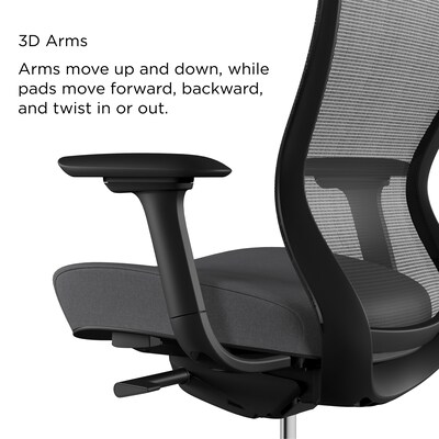 Workplace2.0™ Ergonomic Ayalon Mesh Back Fabric Swivel Task Chair, Black/Gray (UN59409)