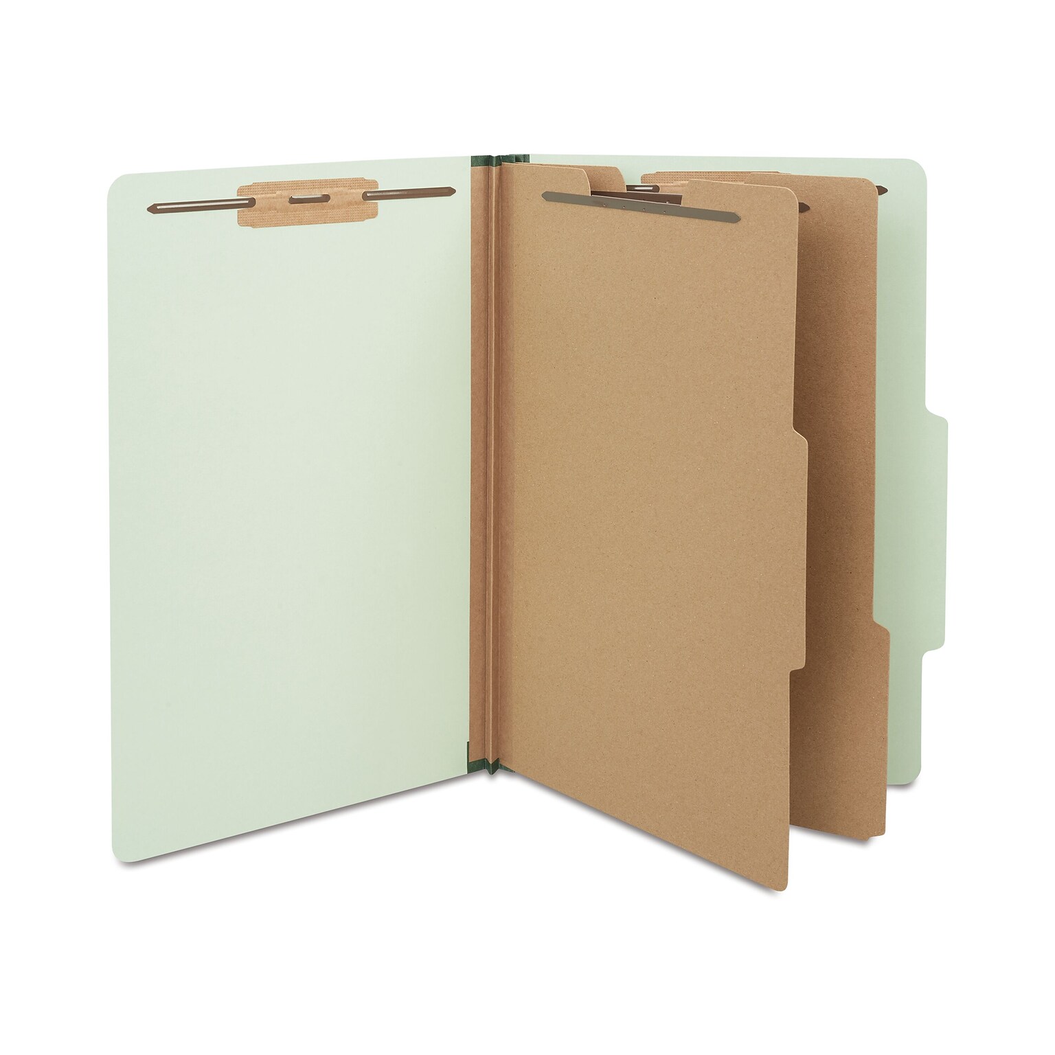 Staples® 60% Recycled Top Tab Pressboard Classification Folders, 2/5 Cut Tab, 2 Partitions, 10/Box (18339)