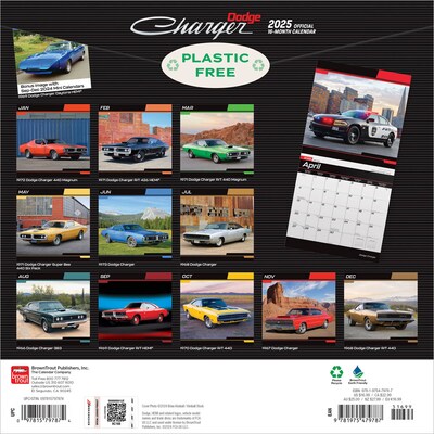 2025 BrownTrout Dodge Charger 12 x 24 Monthly Square Wall Calendar, (9781975479787)