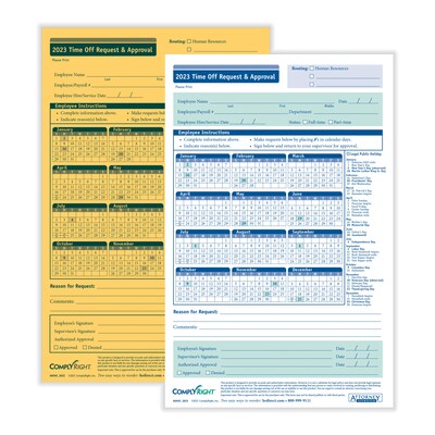 ComplyRight 2023 2-Part Time Off Request and Approval Form, Pack of 50 (A0045)