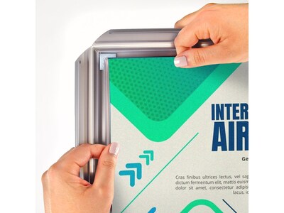 Azar Poster Holder, 8.5" x 11", Wall Mounted, Silver Plastic (300336-SLV-4PK)