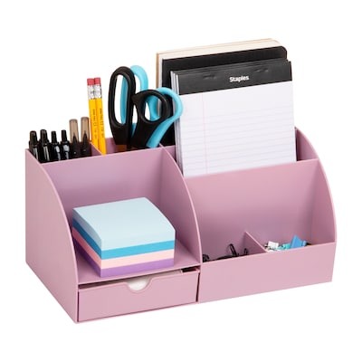 Staples 7-Compartment Plastic Desk Organizer, Dusty Pink (ST63870)