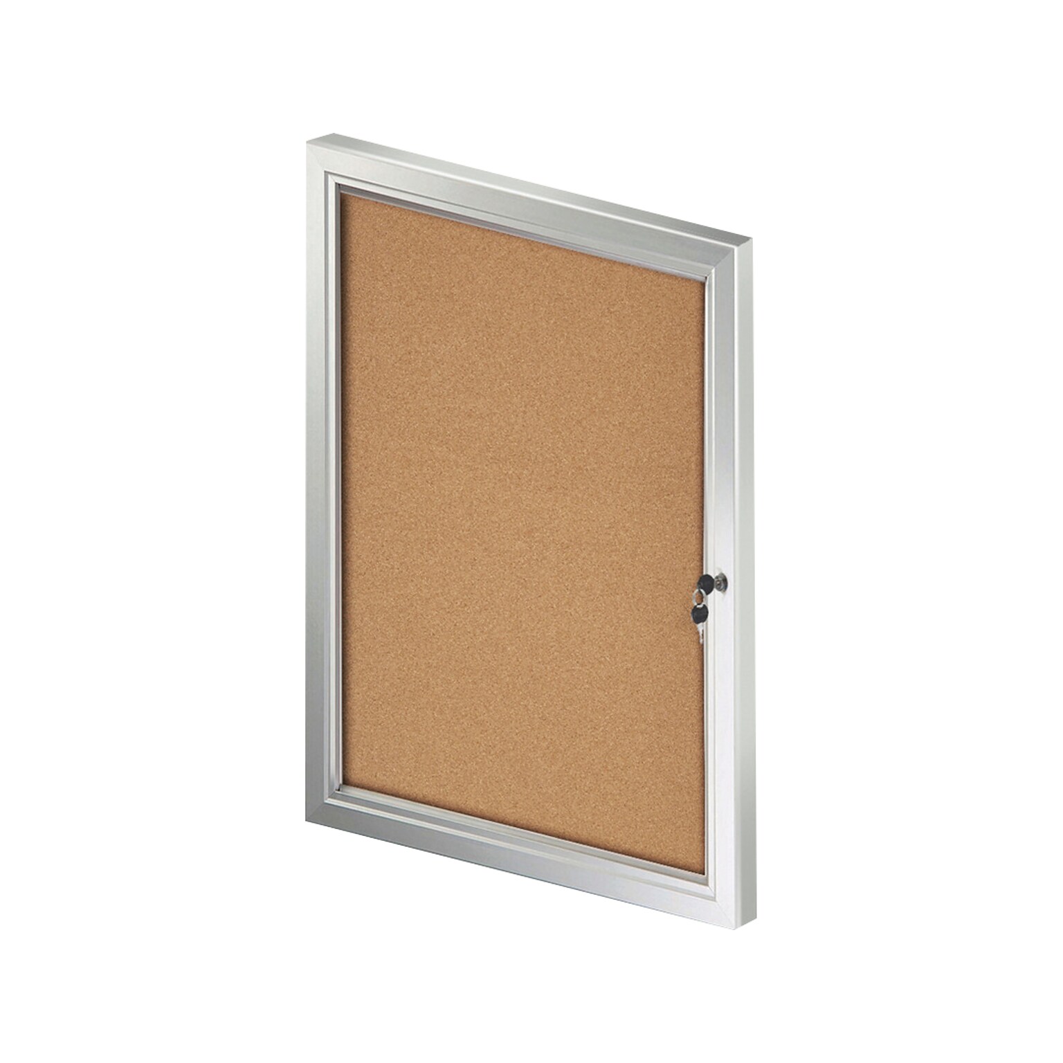 Azar Enclosed Cork Bulletin Board, Gray/Silver Frame, 2.48 x 1.92 (300223)