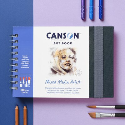 Canson Artist Series 5.8 x 8.3 Spiral Bound Mixed Media Sketch Book, 56 Sheets/Book (MCX31200L005)