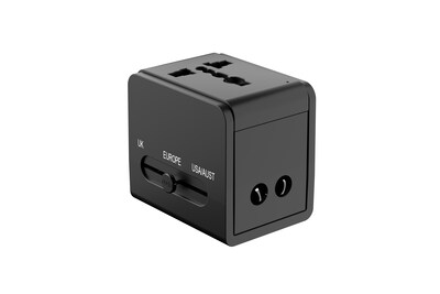 LAX International Travel Adapter with 1x USB-C 3.1A 5V and 1 USB-A, Black (INTADP6A)