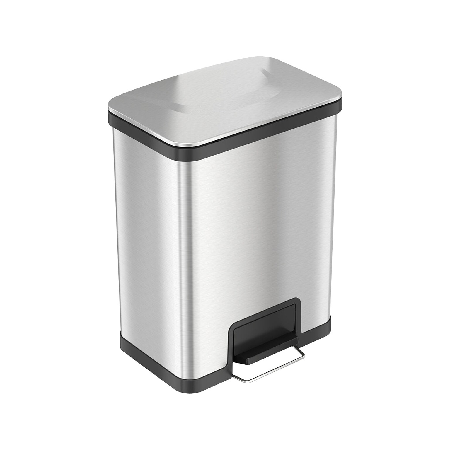 HLS Commercial Stainless Steel Step Trash Can with Hinged Lid, 13-Gallon, Silver (HLS13SS)