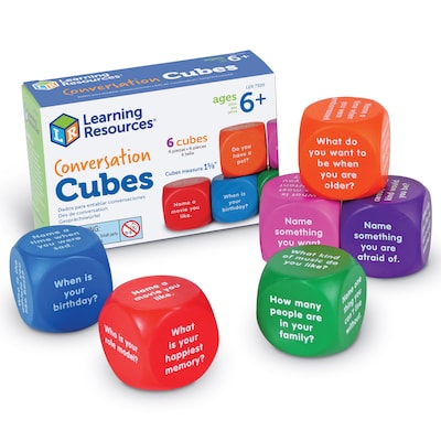 Learning Resources Conversation Cubes, Social Emotional Learning, Assorted Colors, 6 Pieces (LER7300