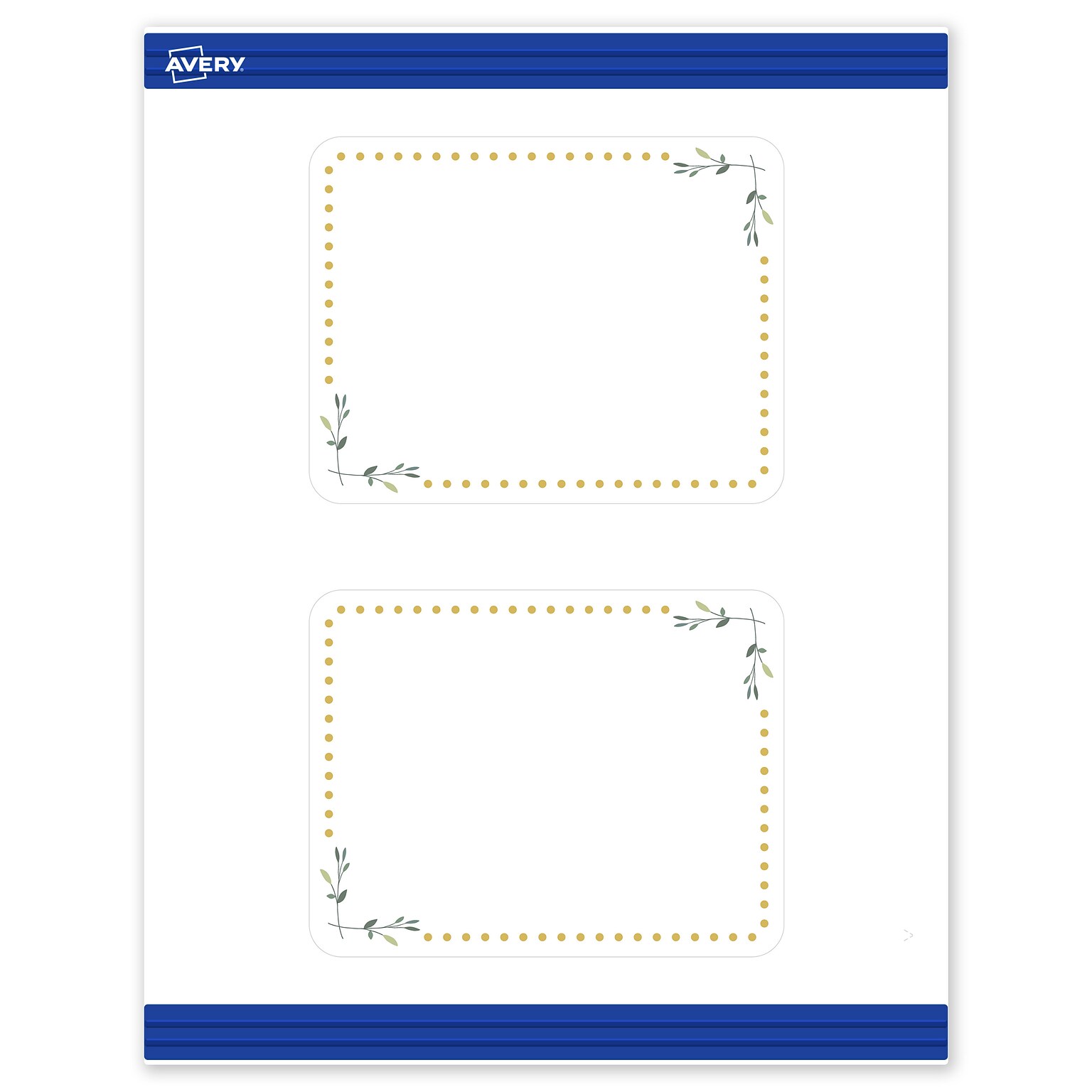 Avery Gold Dots with Green Florals Matte Blank Card, White, 20/Pack (S00-DN7)