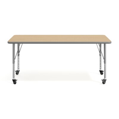 Flash Furniture Wren Rectangular Activity Table, 60" x 24", Height Adjustable, Light Natural Top/Silver Frame (XUA2460RECLNTPC)