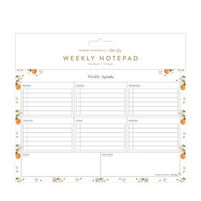 Blue Sky Bespoke Letterpress Notepad, 6 x 9, Mini Oranges (156842)