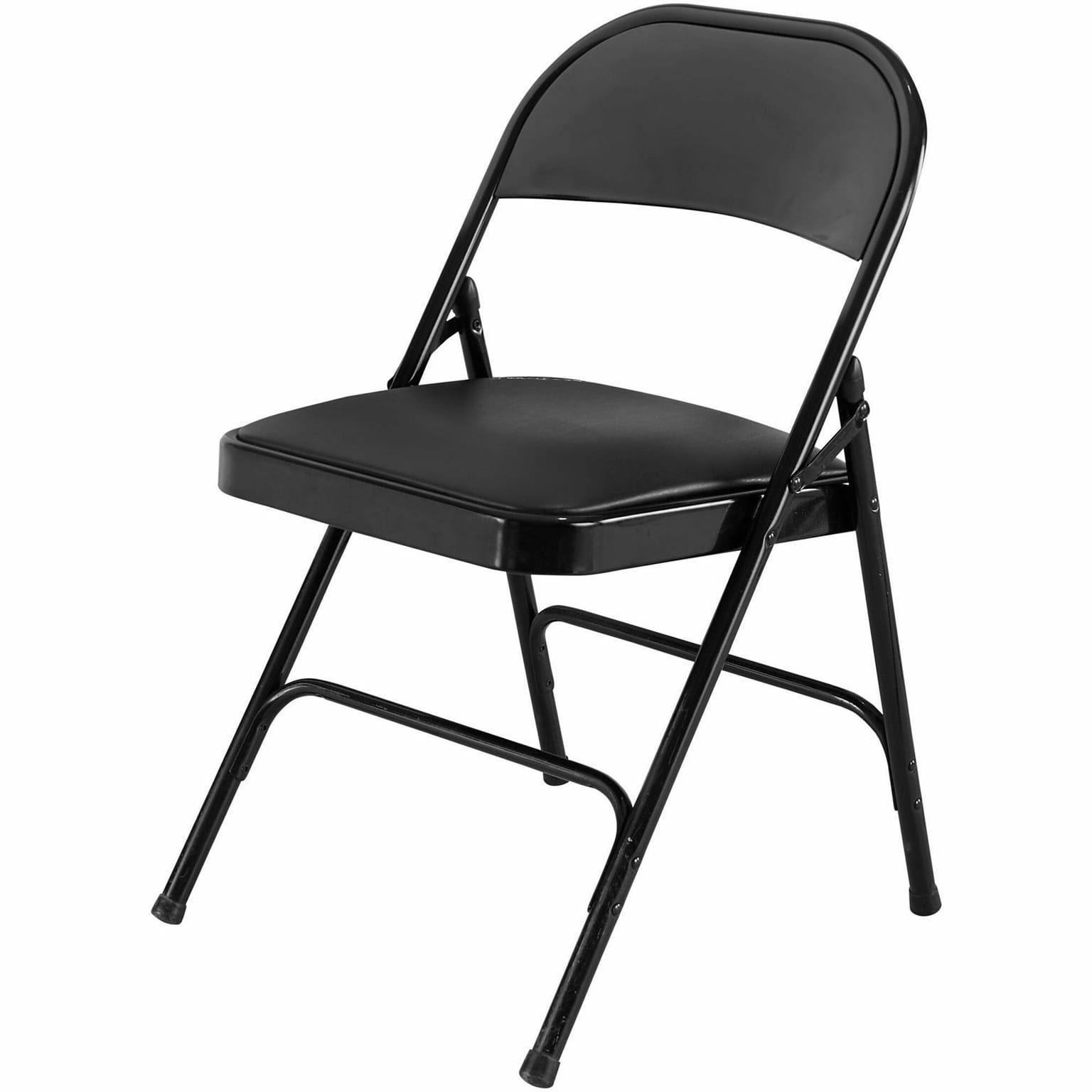 Lorell Vinyl  Padded Seat Folding Chairs, Steel Black, 4/Carton (LLR62526)