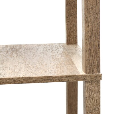 Simple Designs 62.5" Modern 3 Tier Standing Floor Lamp Etagere Organizer Storage Shelf with Linen Shade (LF1038-WOD)