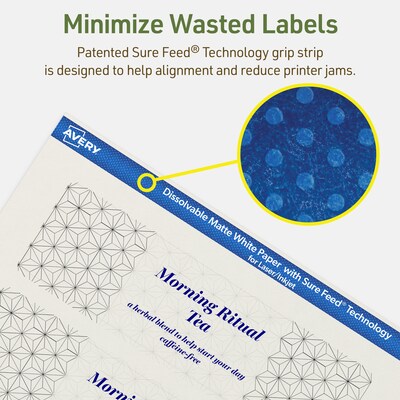 Avery Dissolvable Rectangle Multipurpose Labels, 2" x 7", Off-white, 20/Pack (94243)
