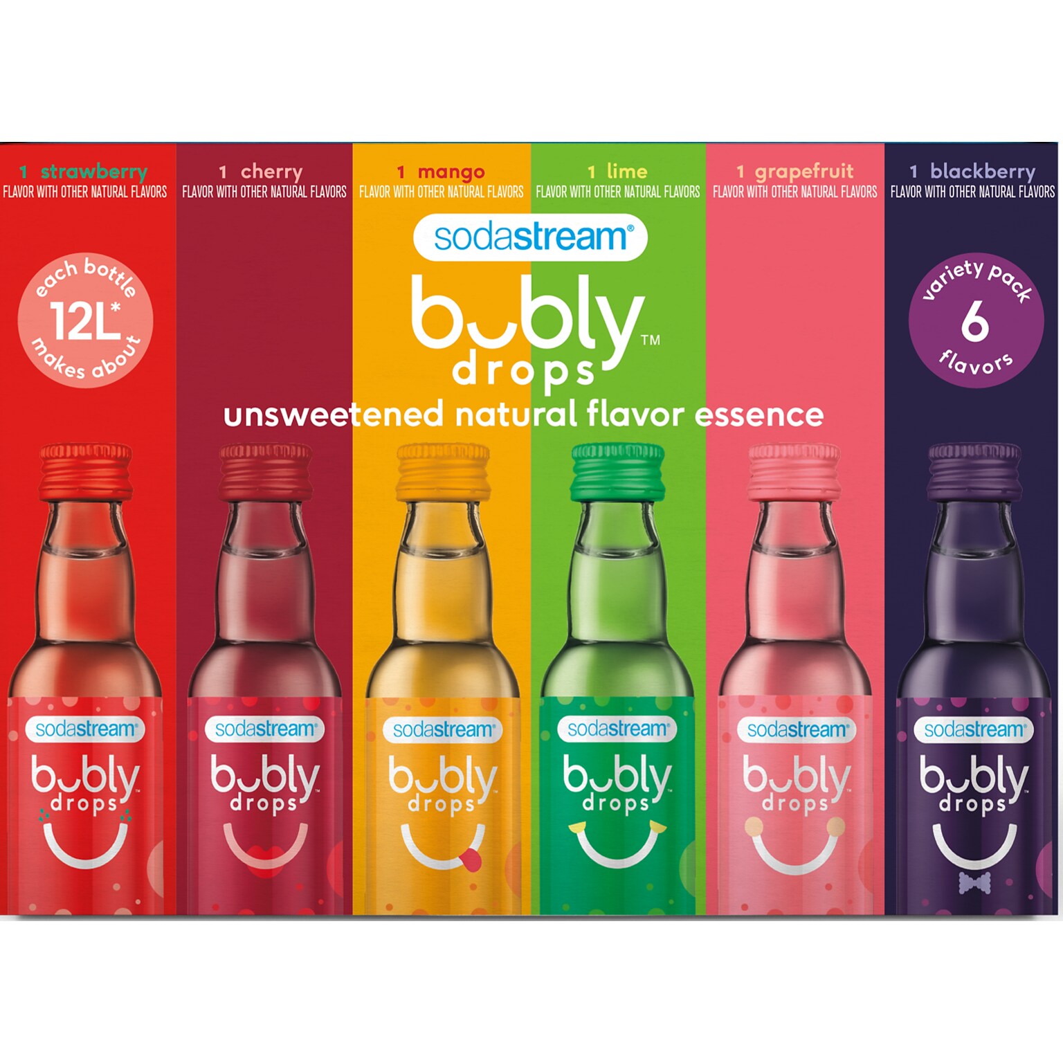 SodaStream Bubly Drops Sugar-Free Variety Pack Drink Mix, 1 36 oz., 6 Bottles/Pack (1025200010)