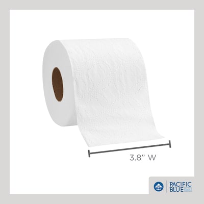 Pacific Blue Basic Toilet Paper, 1-Ply, White, 550 Sheets/Roll, 80 Rolls/Carton (19881/01)