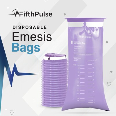 FifthPulse Emesis Bags - Disposable Medical Grade, Leak Resistant, Portable (1000ml), Lavender, 20 P