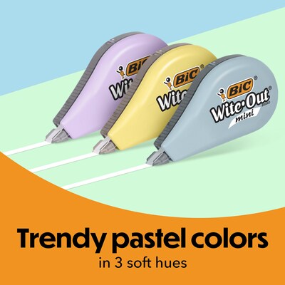 BIC Wite-Out Brand Mini Pastel Correction Tape, 6/Pack (WOTMAP6-WHI)