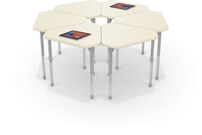 MooreCo Hierarchy Monroe Desk, 30"W x 27"D, Neutral Weft/Platinum Base (703673563000)