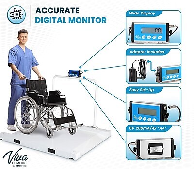 Viva Comfort ME904 Digital Wheelchair Weight Scale, White, 1100 lbs. Capacity, (ADI904-03-MK)